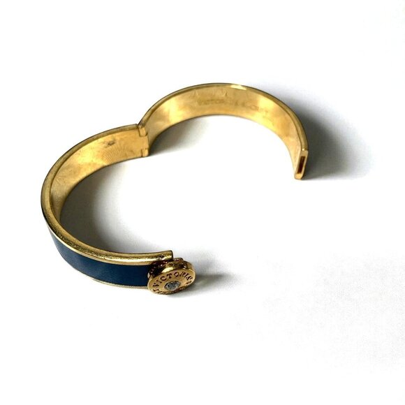 Victoria's Secret Gold-Tone Enamel Cuff Bracelet Green & Blue & Crystal Accent - Picture 3 of 5